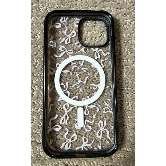 Casetify Clear Pink Bow MagSafe iPhone 15 Case Recycled - Picture 2 of 4